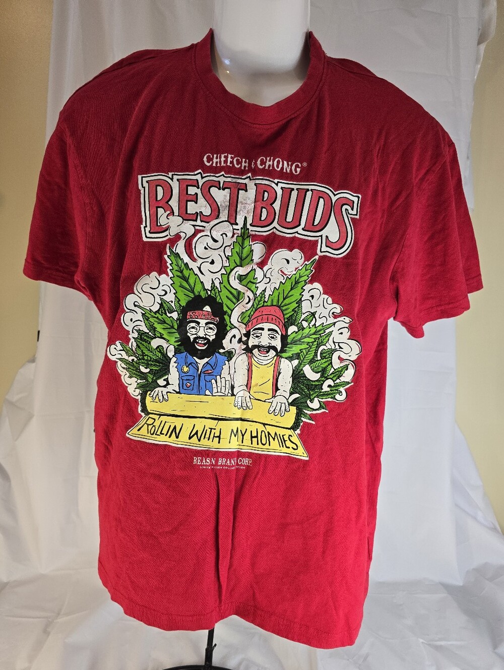 Men’s Best Buds Reason N Cheech & Chong T-Shirt Size L Graphic Cannabis Comedy T